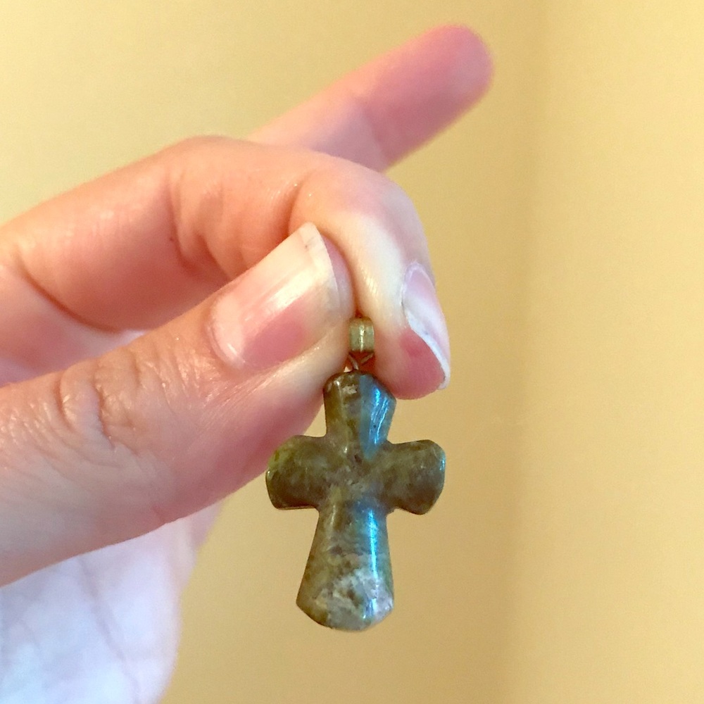 Green stone cross pendant